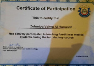 Dr. Zakariya Certificate